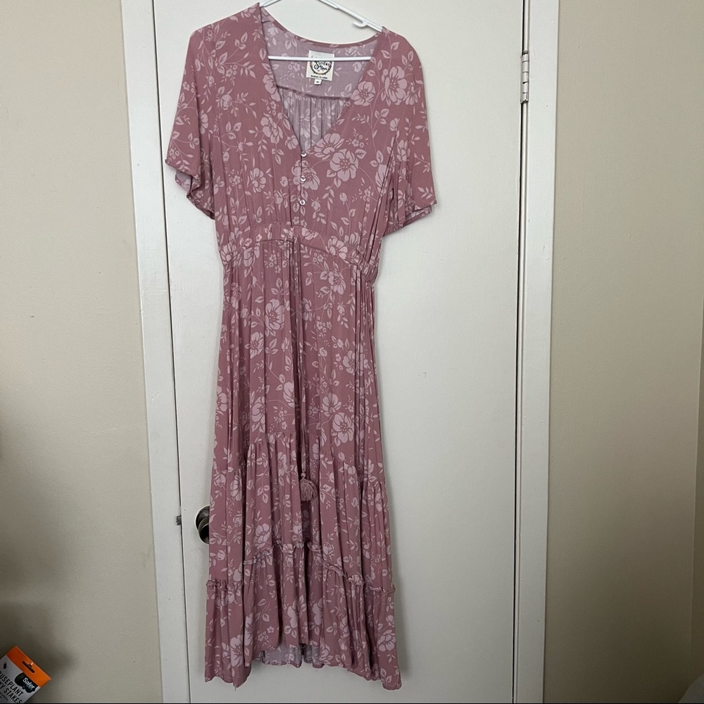Pink Floral Midi Dress